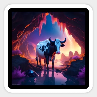 Cow In A Cave Sticker